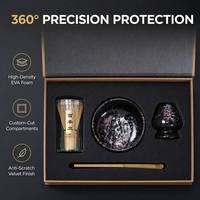 Meilleure Vente : Ensemble Matcha Fait Main 4 Pièces – Serviette de Thé, Cuillère en Bambou, Fouet Chasen, Support et Bol en Céramique – Coffret Cadeau Matcha