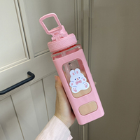 700ml en plastique voyage Portable mignon Shaker boisson bouteille cadeau Kawaii ours Pastel bouteille d'eau avec autocollant 3D