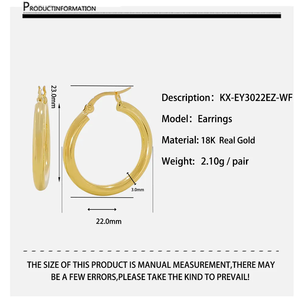 High Quality 18K Solid Gold Hollow Hoop Earrings Fine Jewelry Hoop Earrings For Women