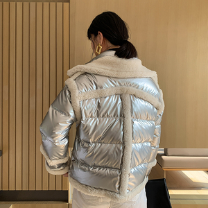 Xuống Áo Jacket Với Fur Lông Cừu Phụ Nữ Áo Khoác Áo Khoác Lông Thú Lông Xuống Với 90% Xuống Áo Khoác - Product Image 6