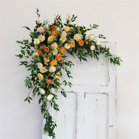 C-594 Fleurs décoratives pour événements, arrangement floral artificiel d'angle, guirlande florale noire et blanche, fleurs artificielles pour arche de mariage