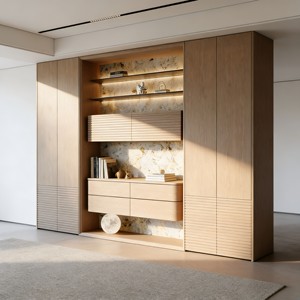 Vitrina moderna de madera maciza, vitrina de cristal para cocina, para almacenamiento en el hogar, muebles para proyectos. - Product Image 1