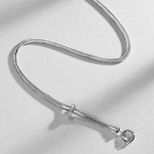 Collar de Plata de Ley S925 con un Solo Diamante, Cadena de Clavícula Súper Delgada con Hilo Invisible, Encanto Femenino - Product Image 3