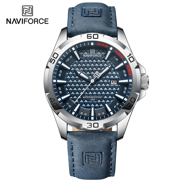NAVIFORCE 8023 Men's Casual Sport Quartz Calendar Wrist Watch for Men Leather Water Resistant Clock Relogio Masculino