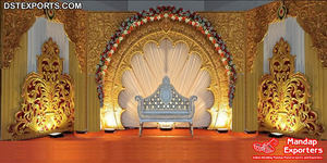 การตกแต่งเวทีงานแต่งงานที่สวยงามแบบศรีลังกา โทนสีทอง ตกแต่งเวทีงานแต่งงานสไตล์โมเดิร์น - Product Image 2