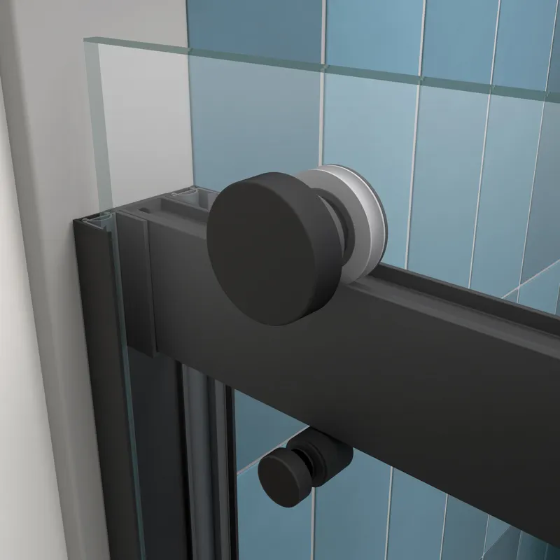 Matte Black Frameless Aluminum Shower Enclosure Room Bathroom Tempered Glass Sliding Shower Door