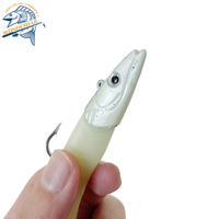 Leurre de pêche au bar en silicone fait main, lumineux, souple, avec tête plombée, appât artificiel pour jigging, pour bar, perche, truite, en caoutchouc