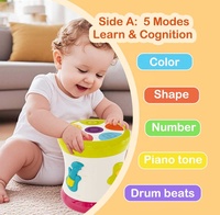 Kids Music Instrument Educational Learning Two-Sided Dynamic Musical Drum Baby Toys with Lights & Sound
