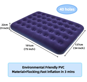 Matelas pneumatique gonflable pliable portable avec surface floquée, oreiller et pompe manuelle pour la maison, le camping et le sommeil en plein air - Product Image 3