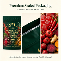 SYC BIO Gommes au Poivre de Cayenne Ingrédients Premium 60 Unités Soutien Quotidien au Bien-être Adulte Naturel Marque Privée OEM ODM Usine