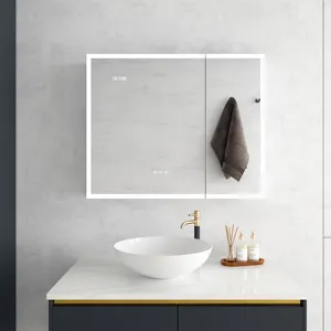 Bathroom Mirror Cabinet Surface or Recessed Mounted Led Medicine Cabinet Smart Medicine Cabinet Aluminium With Competitive Price