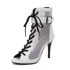 รองเท้าเต้นรำส้นสูงสีขาวแบบสติลเลตโต้ สำหรับเต้นลาติน ฟรีแดนซ์ แจ๊ส บอลรูม แทงโก้ - Product Image 6