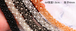 Handmade 1 Cm Chiều Rộng Sáng Bóng Ngọc Trai Ren Ribbon Hạt Ống Vải Tuyn Lưới Trim Thân Thiện Với Môi Với <span class=keywords><strong>Sequins</strong></span> Cho Ăn Mặc Cổ Áo Trang Trí - Product Image 6
