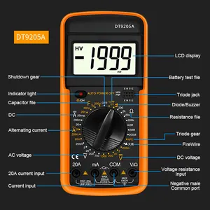 DT9205A एसी/डीसी वोल्टेज परीक्षकों वर्तमान मीटर डिजिटल स्मार्ट मल्टीमीटर प्रतिरोध परीक्षक पॉकेट मल्टीमीटर
