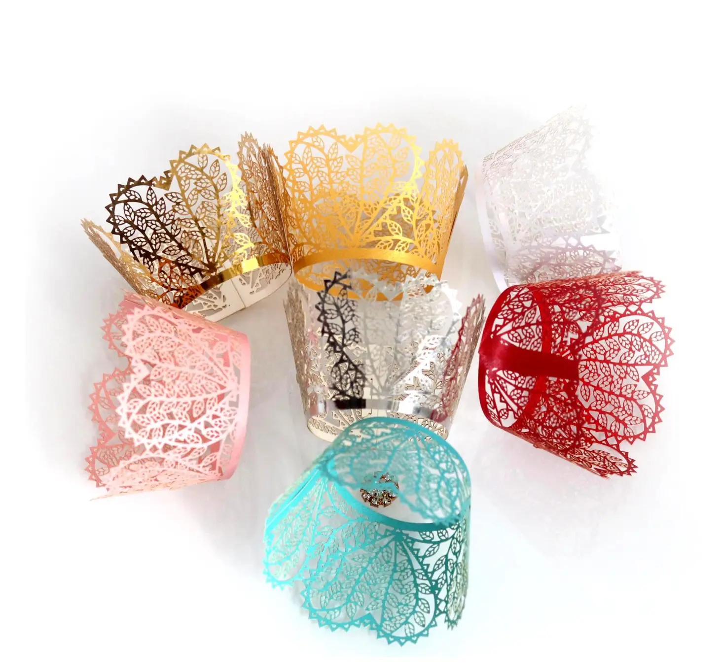 Heart Laser Cut Hollow Wrapping Film Cake Cup Paper For Wedding Cake Decorating Accessories