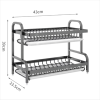 Égouttoir à vaisselle moderne à 3 niveaux en acier au carbone, écologique et durable, pour l'organisation de l'évier de cuisine (vente en gros)