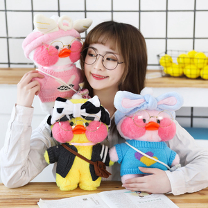 Peluches créatives Lalafanfan en forme de canard jaune avec vêtements brodés <span class=keywords><strong>et</strong></span> lunettes, rembourrées en coton PP, jouets <span class=keywords><strong>et</strong></span> oreillers en peluche - Product Image 4