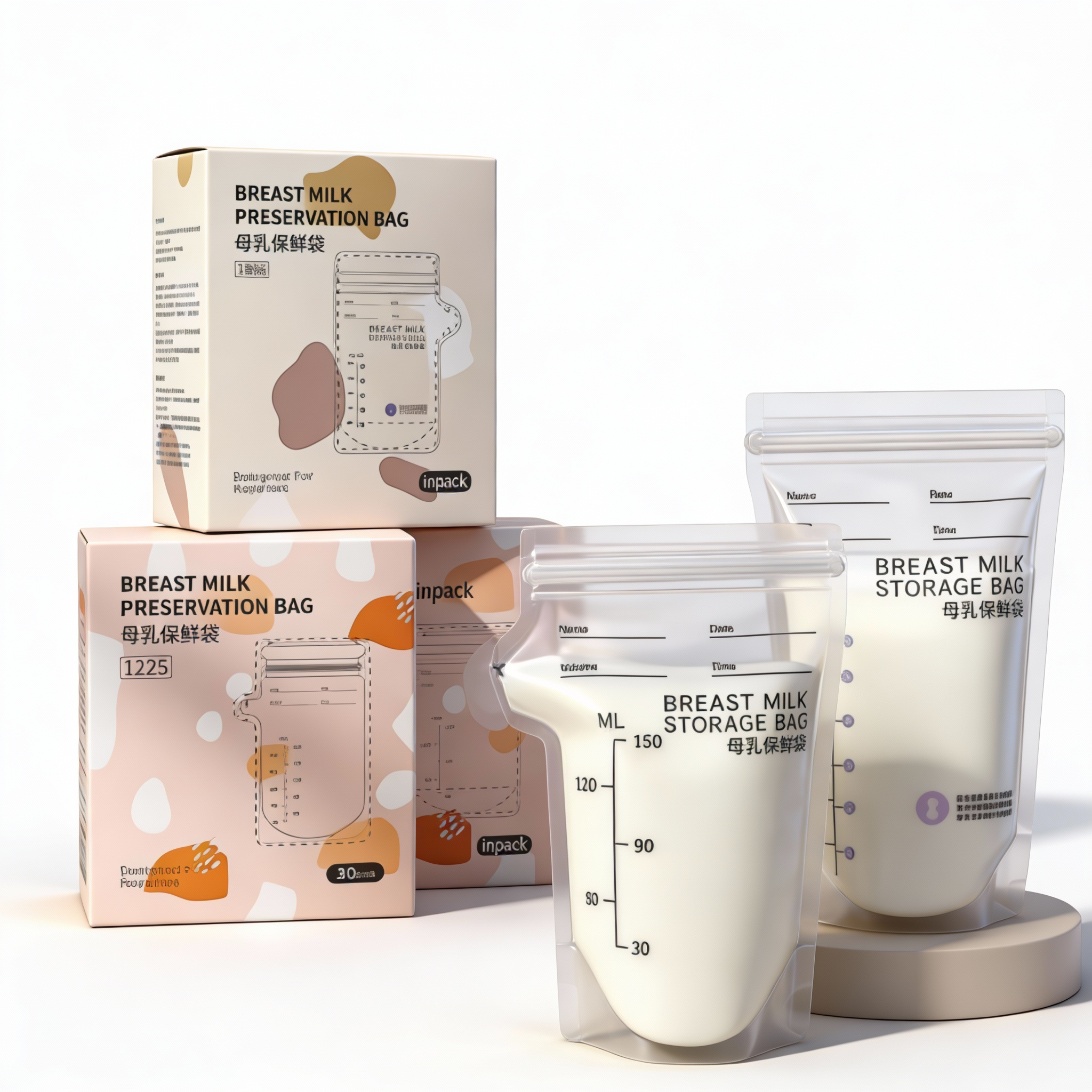 Wholesale Breast Milk Storage Bag With Temp Sensor Cartoon Design…