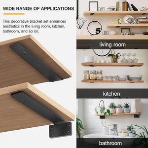 Soportes de estante <span class=keywords><strong>invisibles</strong></span> de alta resistencia Estantes ocultos Soportes en L de hierro fundido de 8 "Soportes de estantería de pared de metal negro industrial rústico - Product Image 4