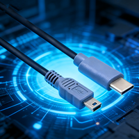 Kabel Adaptor OTG USB Type-C 3.1 USB Male Mini 5-Pin B dengan Selubung PVC, Konduktor Tembaga Murni untuk Ponsel dan Komputer, Pengisian Cepat 3A