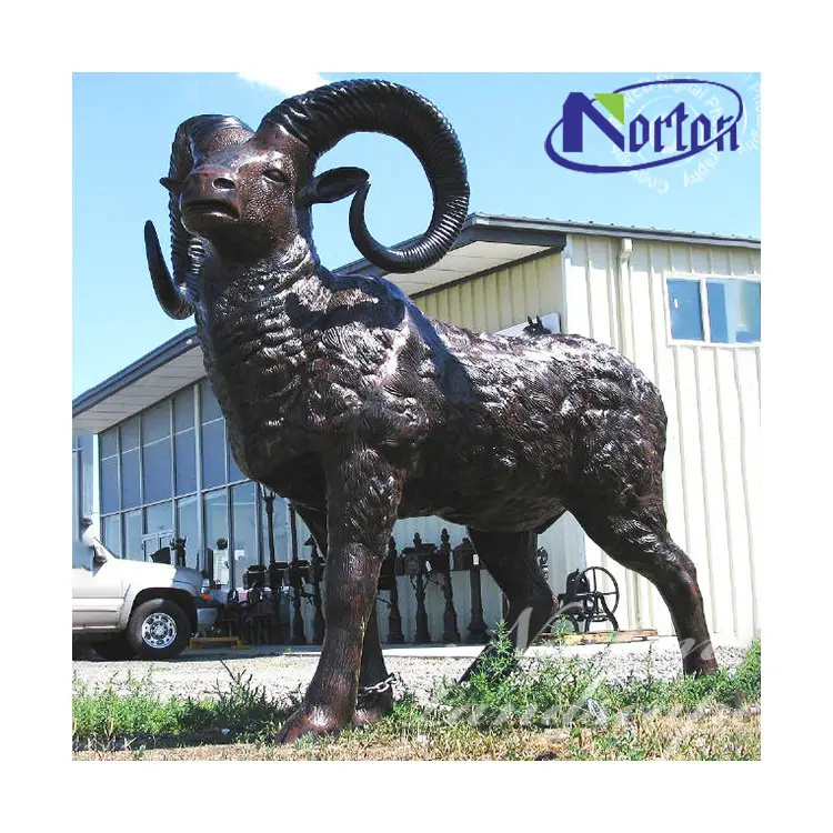 Outdoor Garden Decorative Big Copper Animal Statue Bronze Brass Goat Ram Sheep Sculpture For Sale
