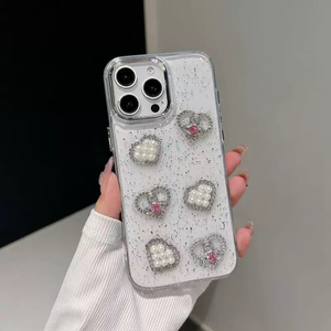 Custodia per telefono con perla di diamanti di lusso per <span class=keywords><strong>iphone</strong></span> 17 Pro custodia <span class=keywords><strong>trasparente</strong></span> con strass, <span class=keywords><strong>Cover</strong></span> per telefono per <span class=keywords><strong>iphone</strong></span> 16 15 14 - Product Image 3