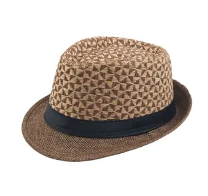 Mens गर्मियों रोम्बस प्लेड दो टोन रंग ब्लॉक प्रकार का टोप फेडोरा टोपी