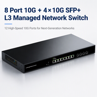 Commutateur réseau géré L3 haute vitesse 10G, 8 ports 10GbE RJ45 + 4 ports 10G SFP+ pour réseau d'entreprise