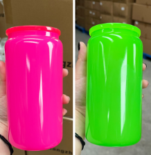 2024 été verre peut néon coloré blanc Sublimation 16oz bière verre peut pour UV Dtf enveloppes - Product Image 3