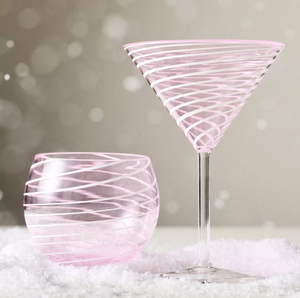 Nuovo Modello Molto Richiesto: Bicchieri in Vetro Rosa con Motivo a Spirale per Decorazione d'Interni e Regalo di Amicizia - Product Image 1