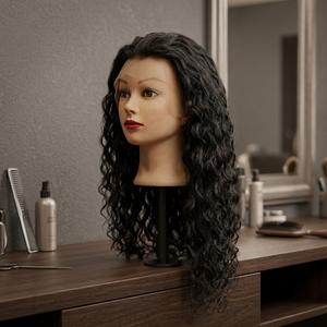 Perruques en cheveux indiens, Lace Front Wig, Ondulations profondes, Fibre ignifuge à basse température, Brun moyen, Dentelle, Ligne de cheveux naturelle, Sans colle, Petites/grandes tailles - Product Image 4