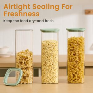Bocal de rangement alimentaire personnalisé en verre borosilicate de haute qualité pour cuisine, réutilisable, avec couvercle en plastique - Product Image 5