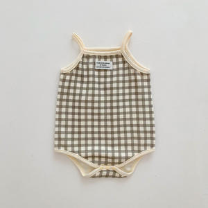 In canottiere per bambini con stampa tuta scozzese da neonato estive tutine a triangolo - Product Image 5