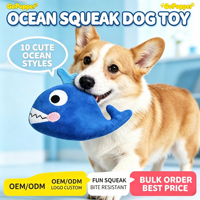 Jouet pour chien en peluche souple résistant aux morsures avec logo personnalisé, animaux marins, couineur, pour la mastication et le jeu des animaux de compagnie