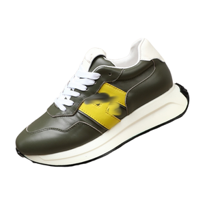 Зеленые кожаные кроссовки с желтой полосой в стиле ретро для мужчин, повседневная обувь для бега - Product Image 6