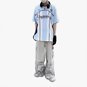 T-shirt de sport unisexe à col en V et manches courtes, style hip-hop, personnalisable avec logo et numéro, coupe ample, pour couple, idéal pour l'été - Product Image 6