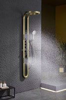 EIOIOL Ensemble de douche mural thermostatique LED moderne en cuivre mat avec panneau de douche à jets massants pour baignoires