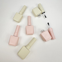 Soins des ongles personnalisés en usine 13.5ml Vernis à ongles simple Bouteille vide en verre rose avec capuchon et brosse Type d'étanchéité