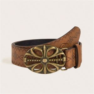Ceinture Western en similicuir avec boucle en métal vintage pour femme FOXA, style cowgirl - Product Image 5