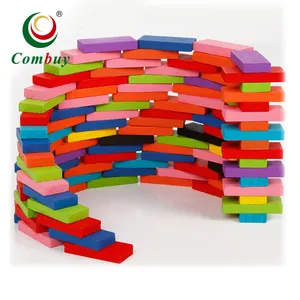 48PCS教育玩具ゲームセットカラフルなブロック木製ドミノ
