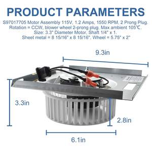Pièce de rechange pour moteur de ventilateur d'extraction de salle de bain NuTone/Broan S97017705 Remplace JA2B104N/86933000 Chine - Product Image 4