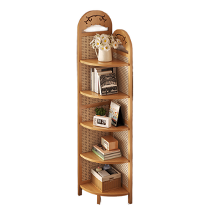 Étagère d'angle moderne en bois à 5 niveaux avec panneau arrière, design gain de place pour salon, bureau à domicile, rangement - Product Image 1