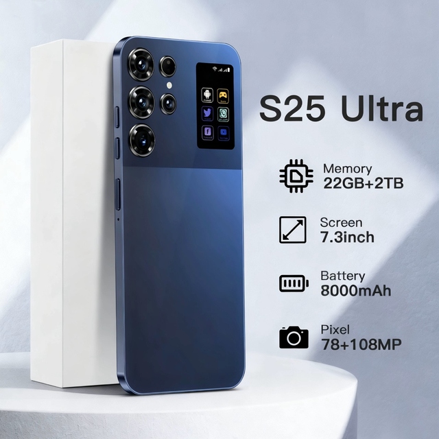 22GB+2TB Large Memory Flagship S25 Ultra 5G WIFI Smartphone 7.3 Inch 8000 mAh Long Standby Wholesale Global Promotion Phones