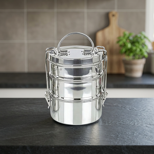 Classic Design Eco-Friendly Glossy Stainless Steel Leak-Proof 2-Layer Freshness Preservation Food Safe Portable Storage <b>Bin</b> - Product Image 3
