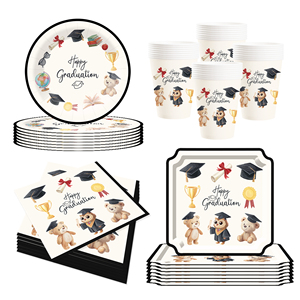 Platos, Vasos y Servilletas con Temática de Graduación DAMAI, Platos de Papel Desechables para Graduación, Artículos de Fiesta, Decoraciones, para 8 Personas - Product Image 3