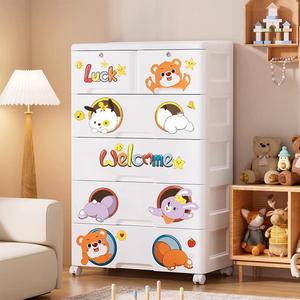 Armoire pour bébé de <span class=keywords><strong>64</strong></span> cm de large, 5 niveaux, tiroirs de rangement en plastique, armoire pliable avec roulettes, armoire en plastique pour la chambre de bébé - Product Image 4
