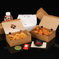 Caja de Embalaje de Cartón Kraft Biodegradable y Ecológica para Comida Rápida, Ensaladas, Papas Fritas, Hamburguesas y Pollo Frito, con Logotipo Personalizado