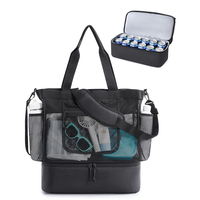 Grand sac fourre-tout de plage pliable en nylon, sac à main de voyage avec poches zippées pour les femmes en vacances