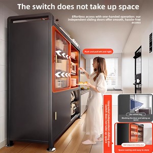 <span class=keywords><strong>Armoire</strong></span> de <span class=keywords><strong>rangement</strong></span> multi-niveaux sur pied en acier avec porte <span class=keywords><strong>coulissante</strong></span> pour cuisine, salon et salle à manger - Product Image 2