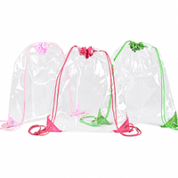 Sac à dos transparent avec cordon de serrage personnalisé, en PVC imperméable, sacs transparents en polyester, grande capacité pour la salle de sport et les voyages (noir)